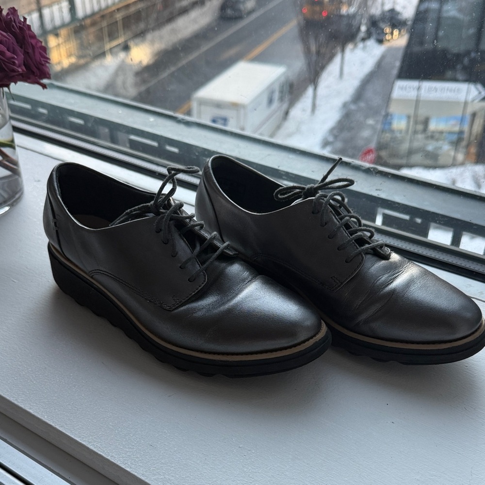 Clarks Black Leather Flats